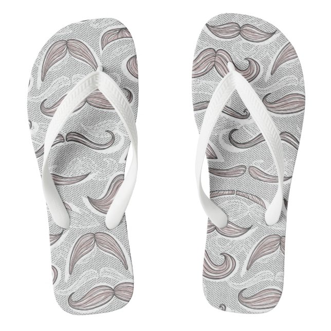 Trendy Moustache Pattern Jandals (Footbed)