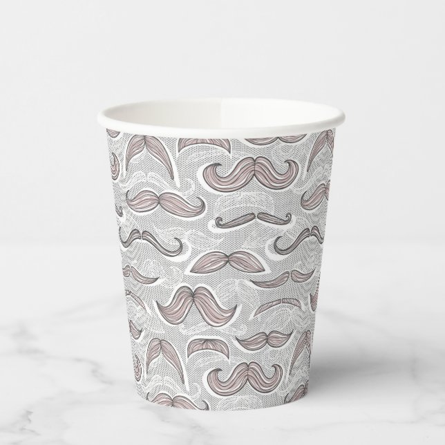 Trendy Moustache Pattern Paper Cups (Left)