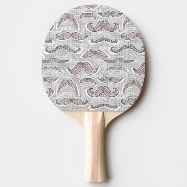 Trendy Moustache Pattern Ping Pong Paddle (Front)