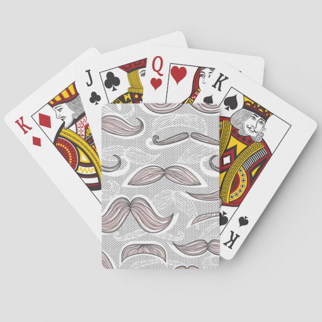 Trendy Moustache Pattern Playing Cards (Back)