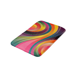 Trendy Multi Colour Abstract Whirl Design Bath Mat