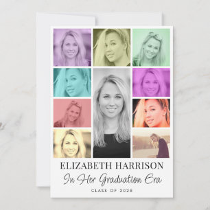 Trendy Multi-Colour Photo Collage Graduation Announcement