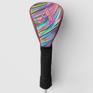 Trendy Multicolor Neon Psychedelic Monogram Golf Head Cover