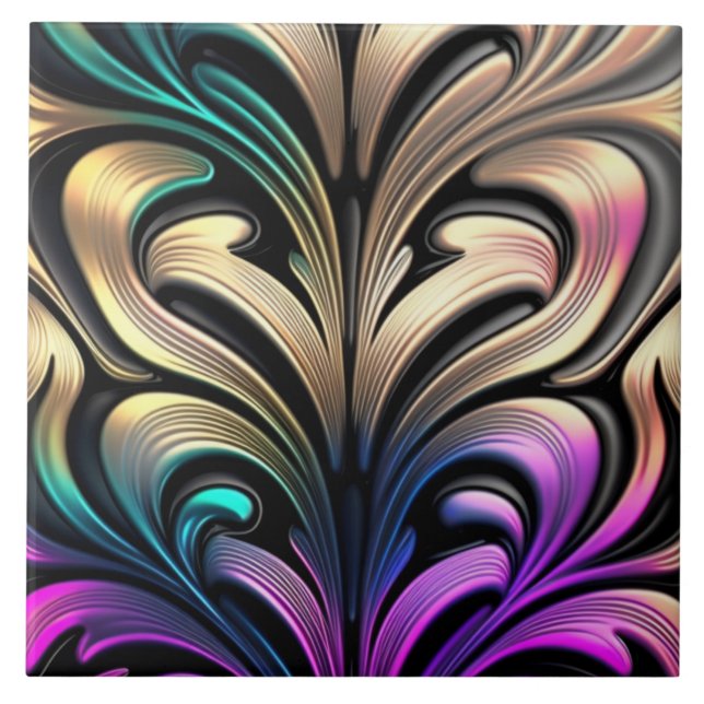 Trendy multicolore pattern ceramic tile (Front)