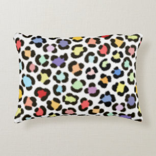 Trendy Multicolored Leopard Fur Effect Pattern Decorative Cushion
