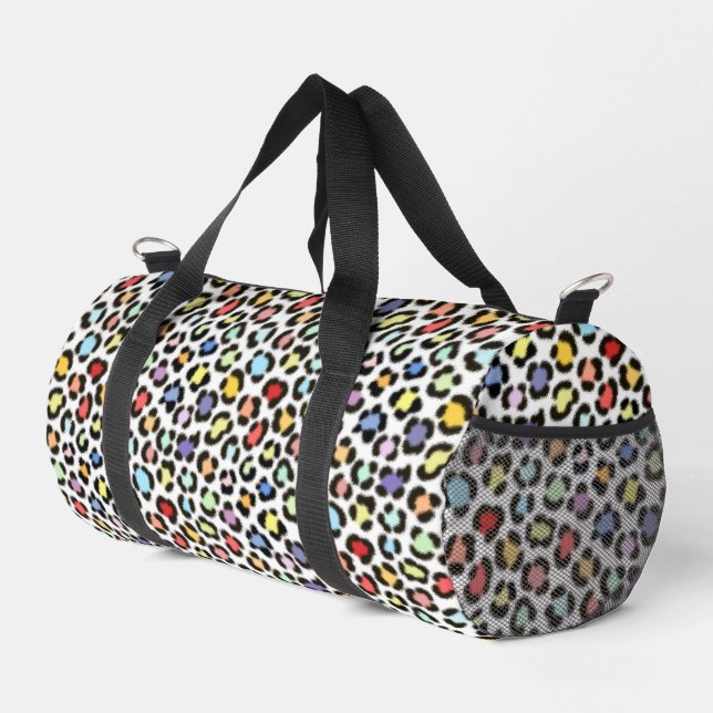 Trendy Multicolored Leopard Fur Effect Rpt Pattern Duffle Bag (Right Corner)