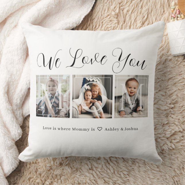 Trendy Mum Family Photo Collage Lumbar Pillow (Blanket)