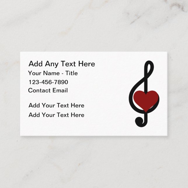 Trendy Musical Note Theme Business Cards (Front)