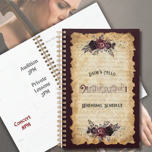 Trendy Musician Cello Rehearsal Planner Notebook