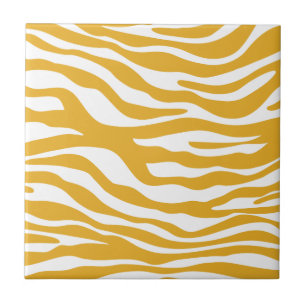 Trendy Mustard Yellow Zebra Print Pattern Tile