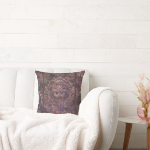 Trendy muted burgundy brown floral cushion