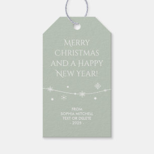 Trendy - Muted Green-Grey - Snowflake Gift Tags