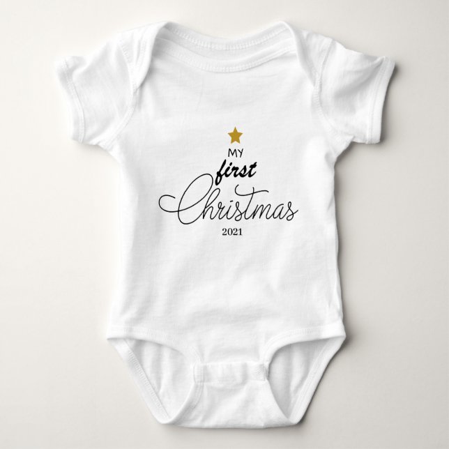 Trendy My First Christmas Script Baby One-Piece Ba Baby Bodysuit (Front)