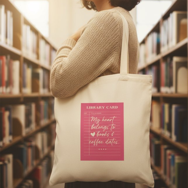 Trendy My Heart Belongs to Books & Coffee Dates Tote Bag (Creator Uploaded)