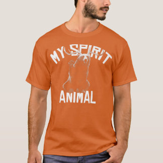 Trendy My Spirit Animal Antlers Bear Graphic Premi T-Shirt