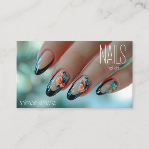 Trendy Nail Floral Art Manicurist Business Card