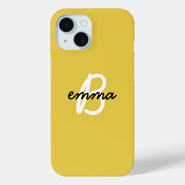 Trendy Name | Mustard Yellow Modern Initial Case-Mate iPhone Case (Back)