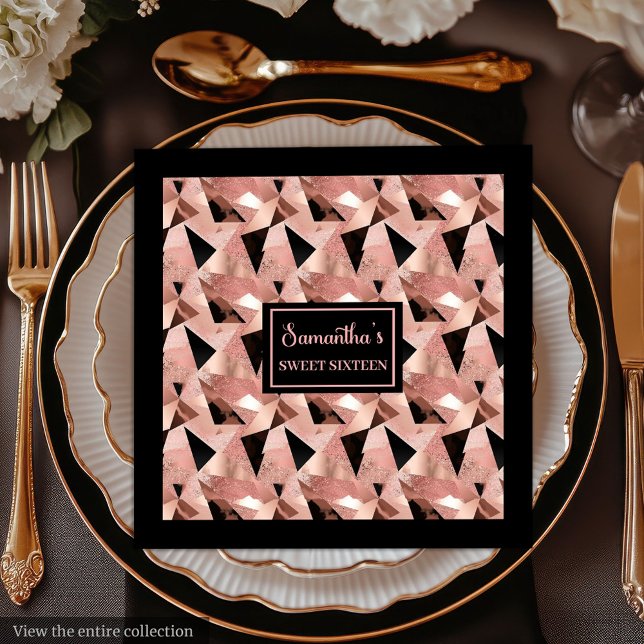 Trendy Napkins Shimmering Rose Gold & Black (Trendy Napkins Shimmering Rose Gold & Black)