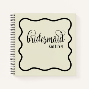 Trendy Natural and Black Retro Bridesmaid Notebook