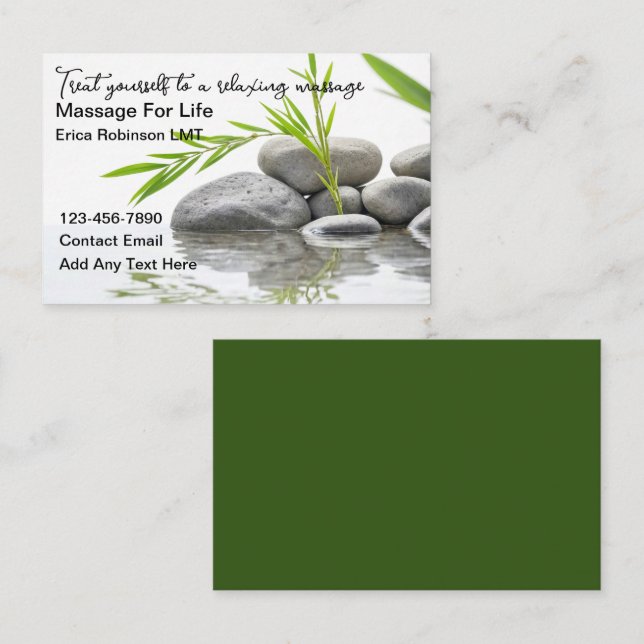 Trendy Natural Massage Therapist Business Cards (Front/Back)