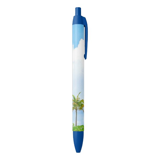 Trendy Nature Template Palms Blue Sky White Clouds Ink Pen (Bottom (Vertical))