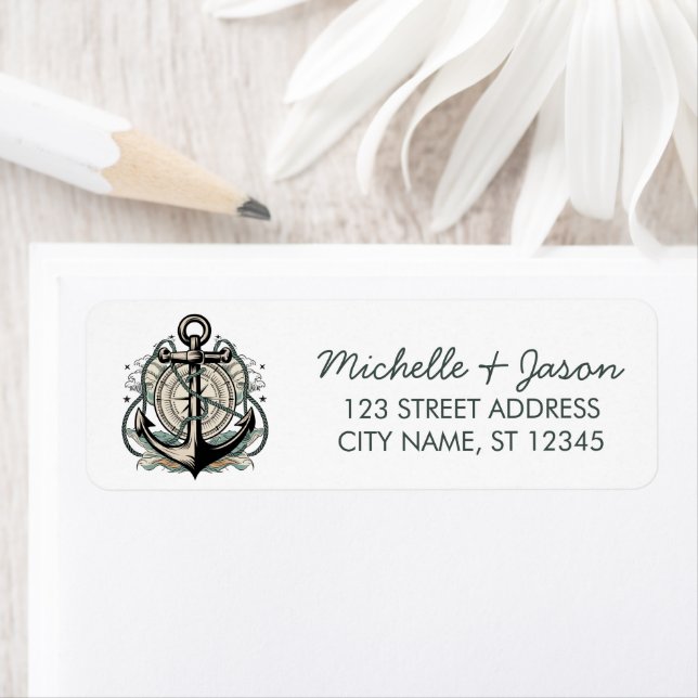 Trendy  Nautical Anchor Wedding Return Address  (Insitu)