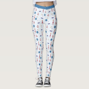 Trendy Nautical Lighthouse Sailboat Yoga Leggings