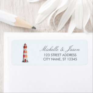 Trendy Nautical Lighthouse Wedding Return Address