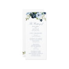 trendy navy and light blue floral wedding program