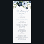 trendy navy and light blue floral wedding program programme<br><div class="desc">A bohemian floral theme with watercolor navy and light blue flowers. You can personalise the text and colours on this wedding program.</div>