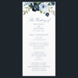 trendy navy and light blue floral wedding program programme<br><div class="desc">A bohemian floral theme with watercolor navy and light blue flowers. You can personalise the text and colours on this wedding program.</div>