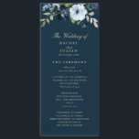 trendy navy blue and gold wedding program programme<br><div class="desc">A floral theme with watercolor navy and light blue flowers. You can personalise the text and colours on this wedding program.</div>