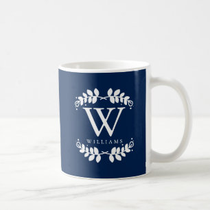 Trendy Navy Blue Monogram Coffee Mug