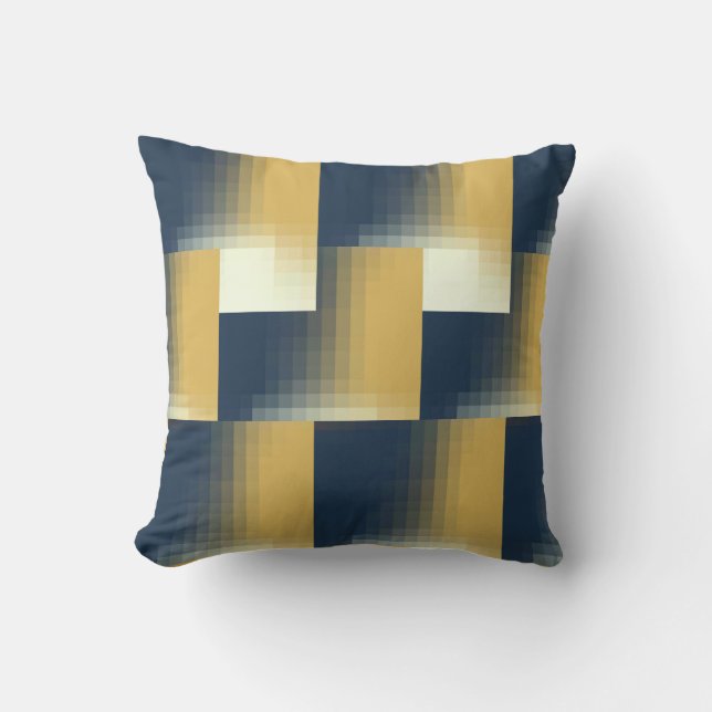 Trendy Navy Blue Mustard Yellow Stylish Pattern Cushion (Front)