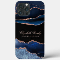 Trendy Navy Blue Rose Gold Black Business