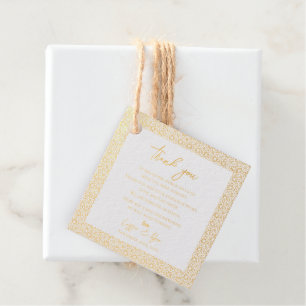 Trendy Navy Gold Design Wedding Thank you Message Favour Tags