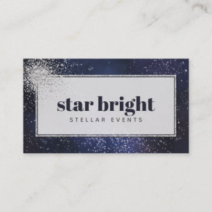 Trendy Navy & Silver Night Sky Professional Business Card