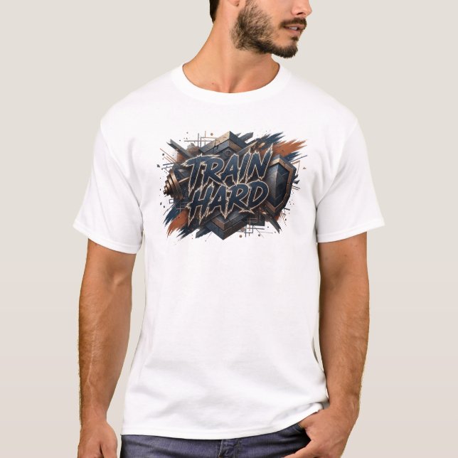Trendy Navy TRAIN HARD Slogan Tee (Front)