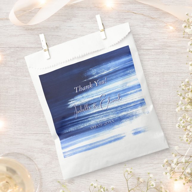 Trendy Navy Watercolor Brush Strokes Pattern Favour Bags (Creator Uploaded)