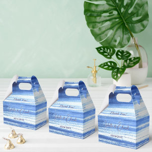 Trendy Navy Watercolor Brush Strokes Pattern Favour Box