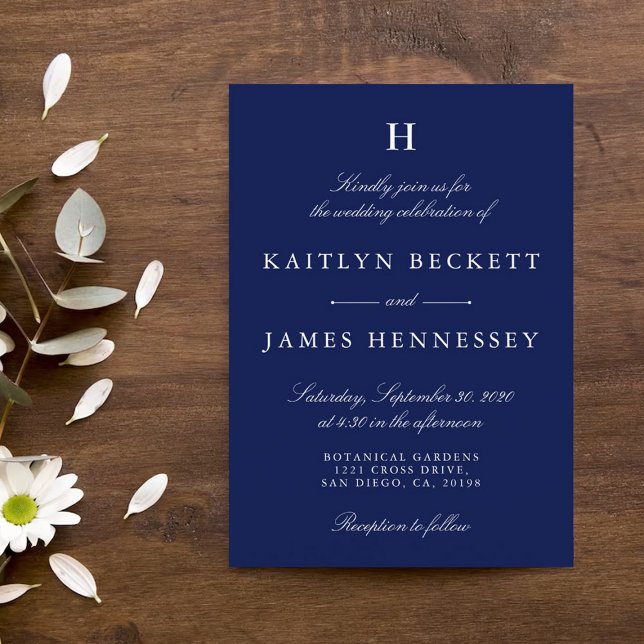 Trendy Navy & White Wedding Invitation (Creator Uploaded)