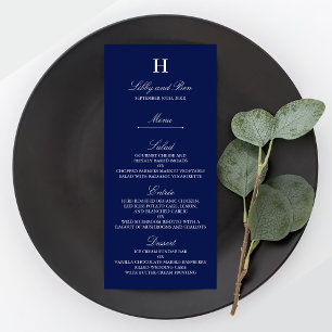 Trendy Navy & White Wedding Menu Template