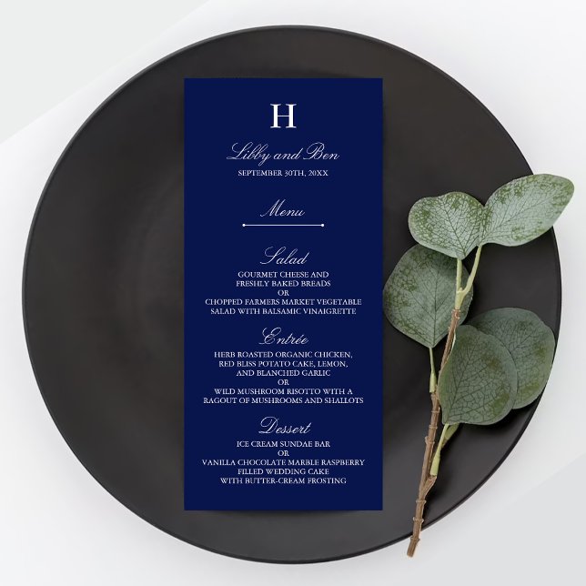 Trendy Navy & White Wedding Menu Template (Creator Uploaded)