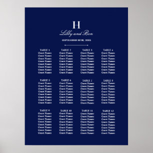 Trendy Navy & White Wedding Seating Chart