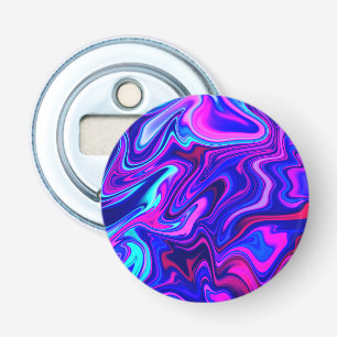 Trendy neon blue pink turquoise Abstract Bottle Opener
