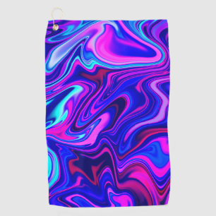 Trendy neon blue pink turquoise Abstract Golf Towel