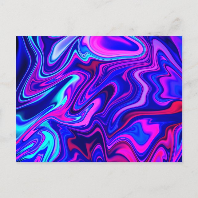 Trendy neon blue pink turquoise Abstract  Postcard (Front)