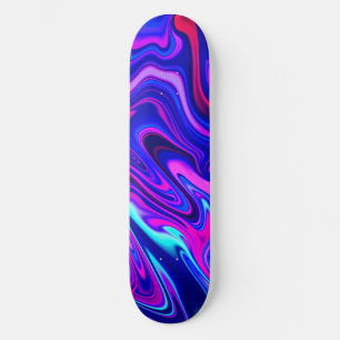 Trendy neon blue pink turquoise Abstract  Skateboard