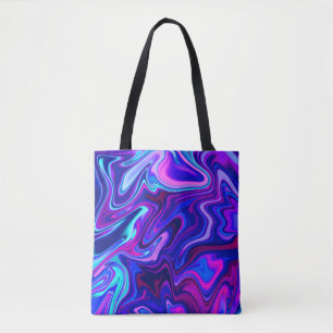 Trendy neon blue pink turquoise Abstract Tote Bag
