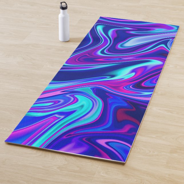 Trendy neon blue pink turquoise Abstract  Yoga Mat (In Situ)